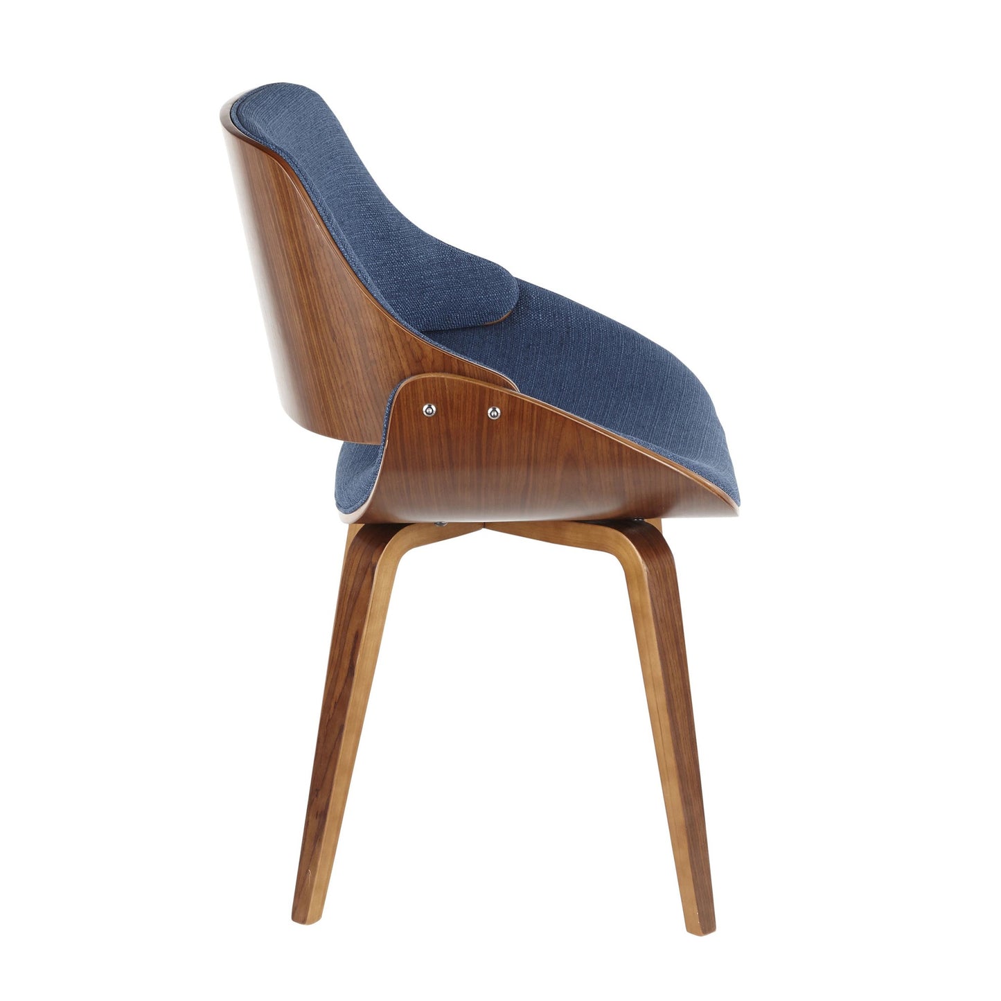 Majestic Office Furniture Mid-Century Modern Dining/Accent Chair in Walnut and Denim Blue