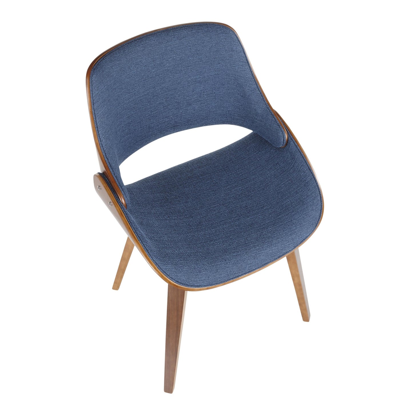 Majestic Office Furniture Mid-Century Modern Dining/Accent Chair in Walnut and Denim Blue