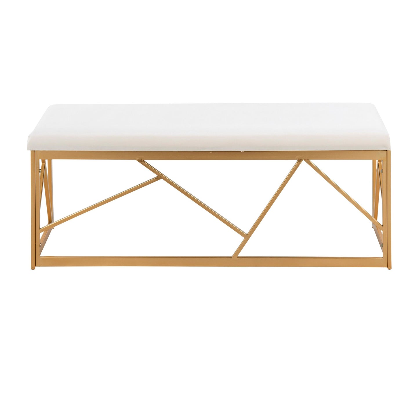 Majestic Office Furniture Glam Metal Bench in Gold Steel and Black Velvet