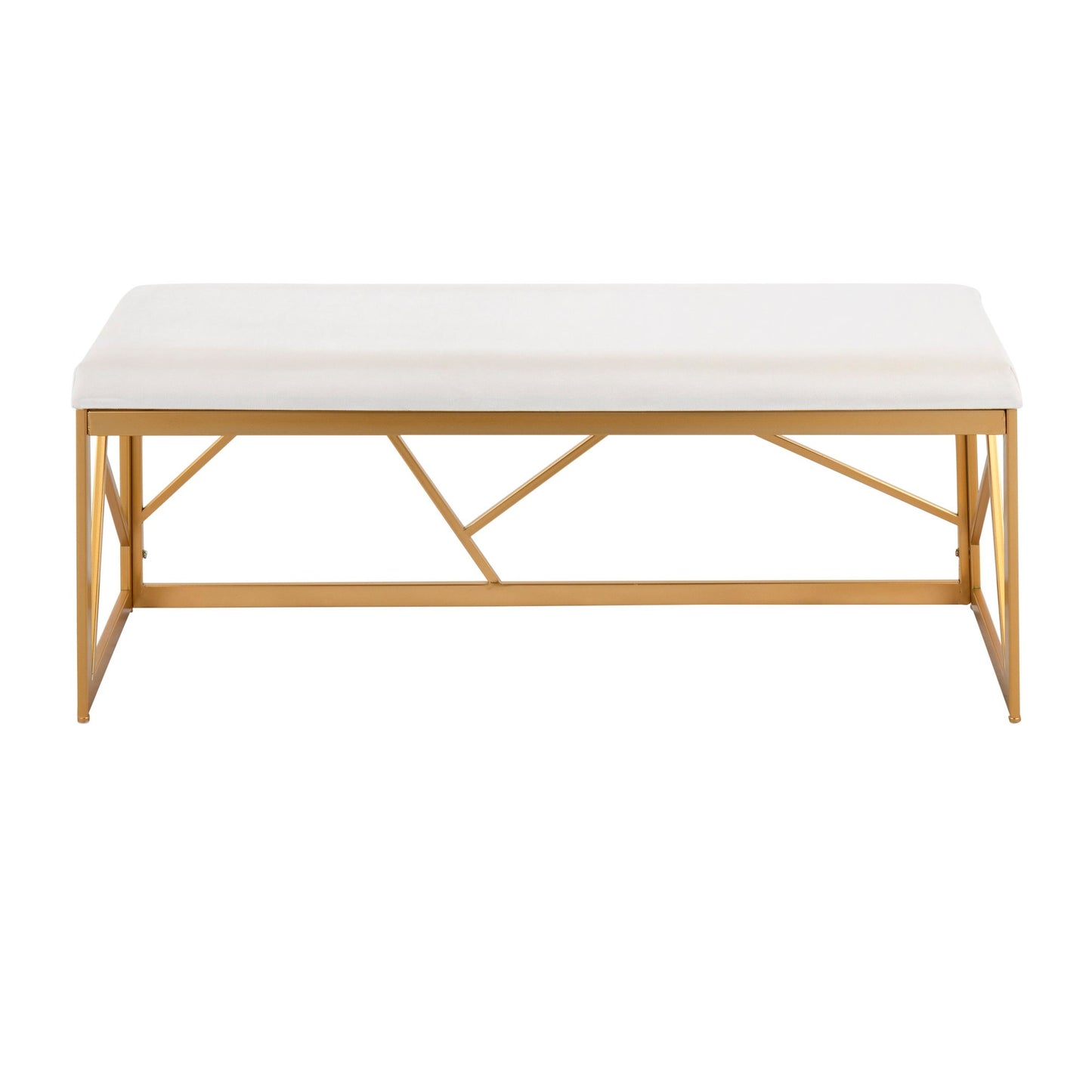 Majestic Office Furniture Glam Metal Bench in Gold Steel and Black Velvet