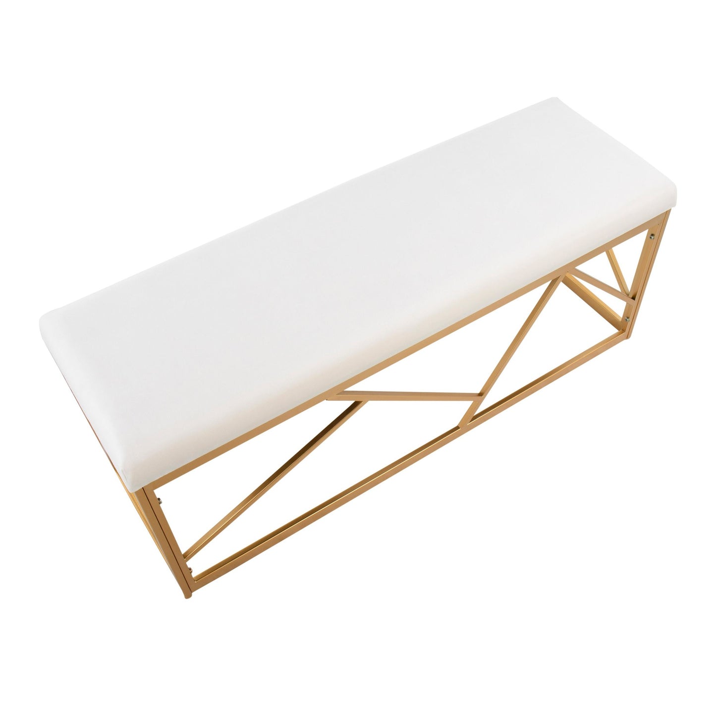 Majestic Office Furniture Glam Metal Bench in Gold Steel and Black Velvet
