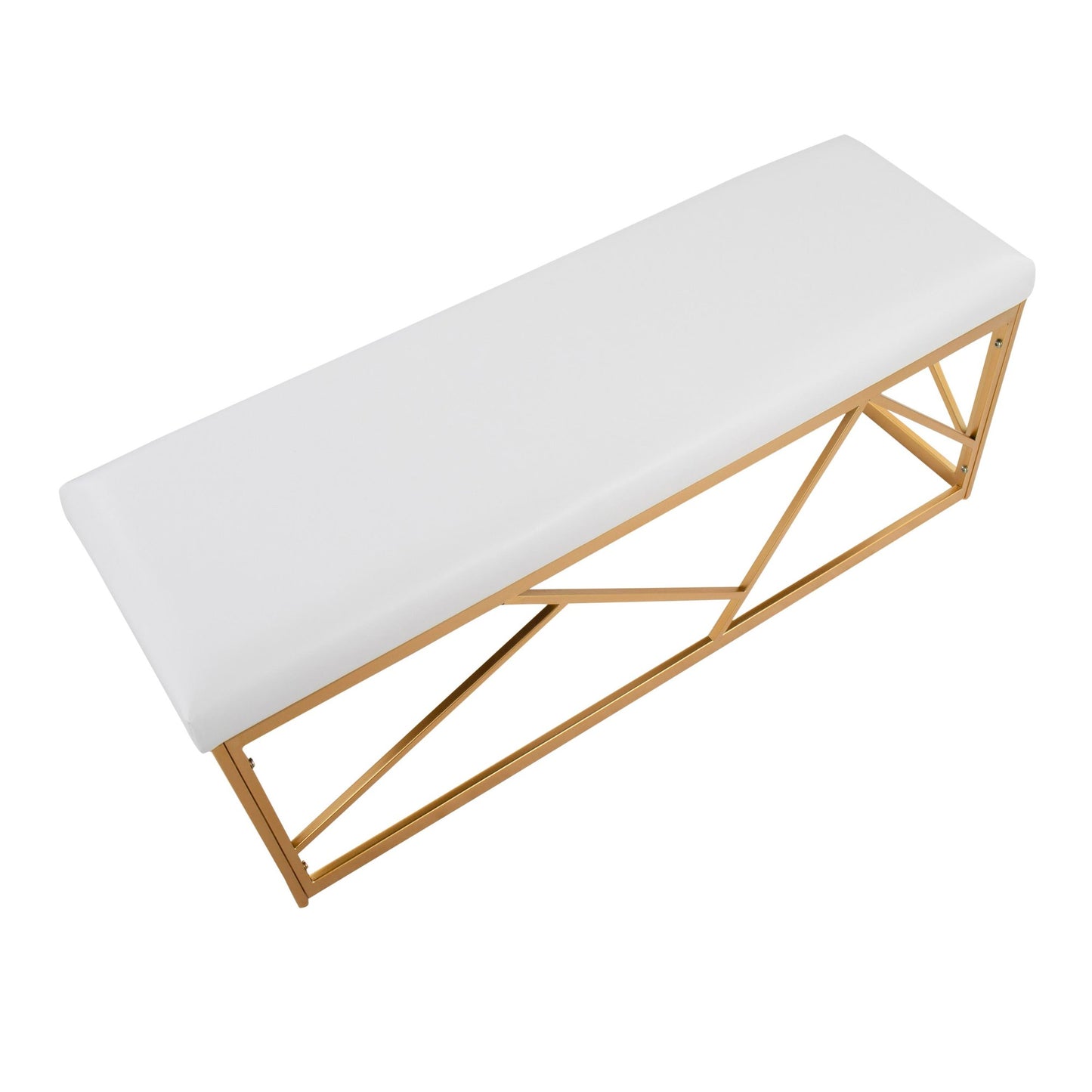 Majestic Office Furniture Glam Metal Bench in Gold Steel and Black Velvet