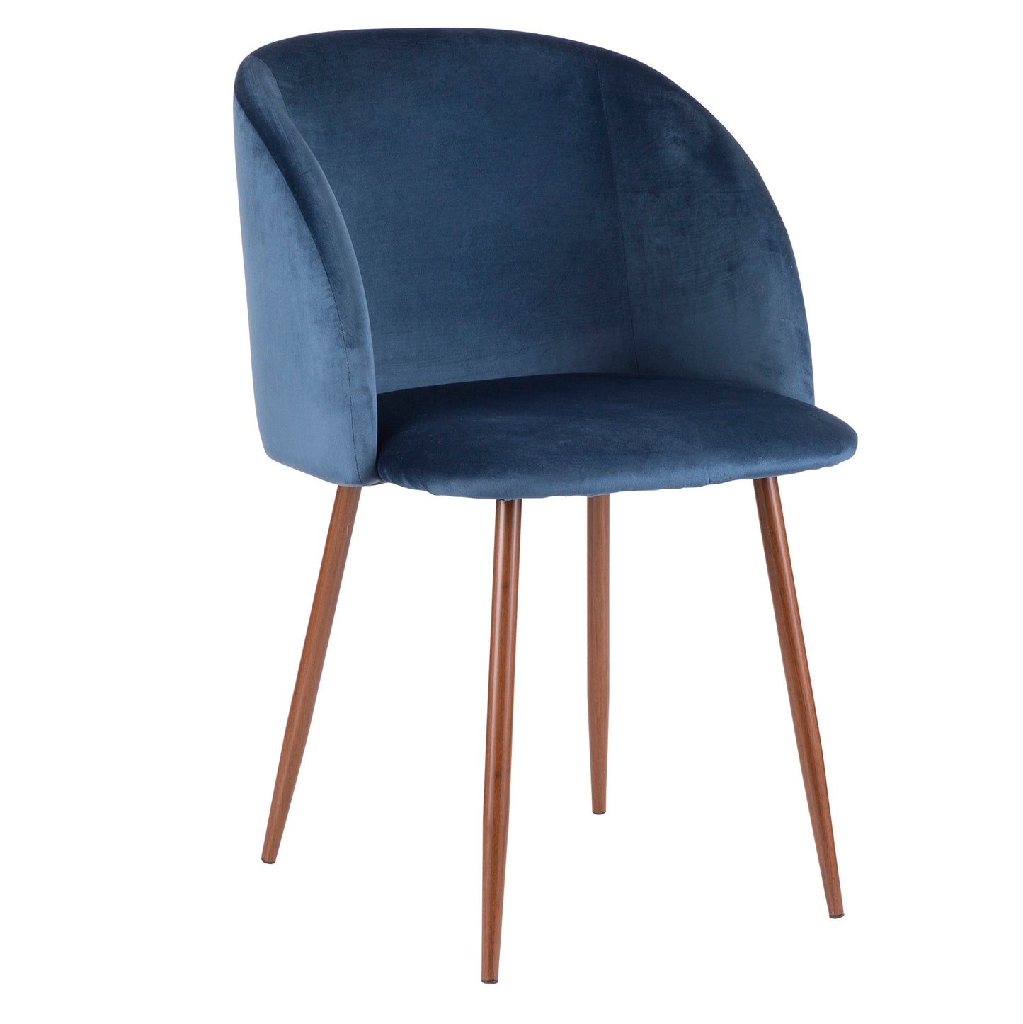 Majestic Office Furniture Contemporary Dining Chair in Walnut and Blue Velvet - Set of 2