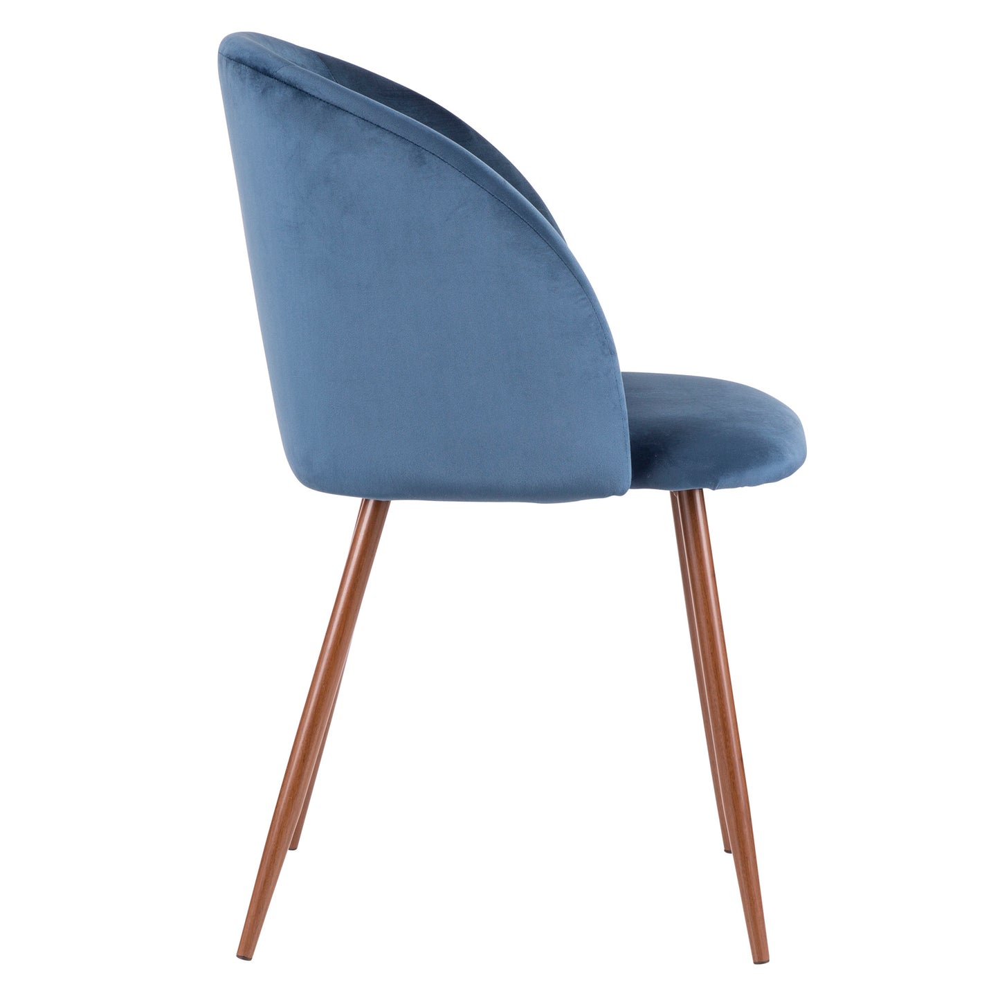 Majestic Office Furniture Contemporary Dining Chair in Walnut and Blue Velvet - Set of 2