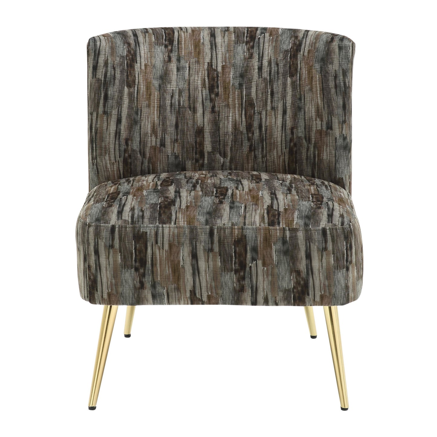 Majestic Office Furniture Contemporary Slipper Chair in Gold Steel and Tan Leopard Fabric