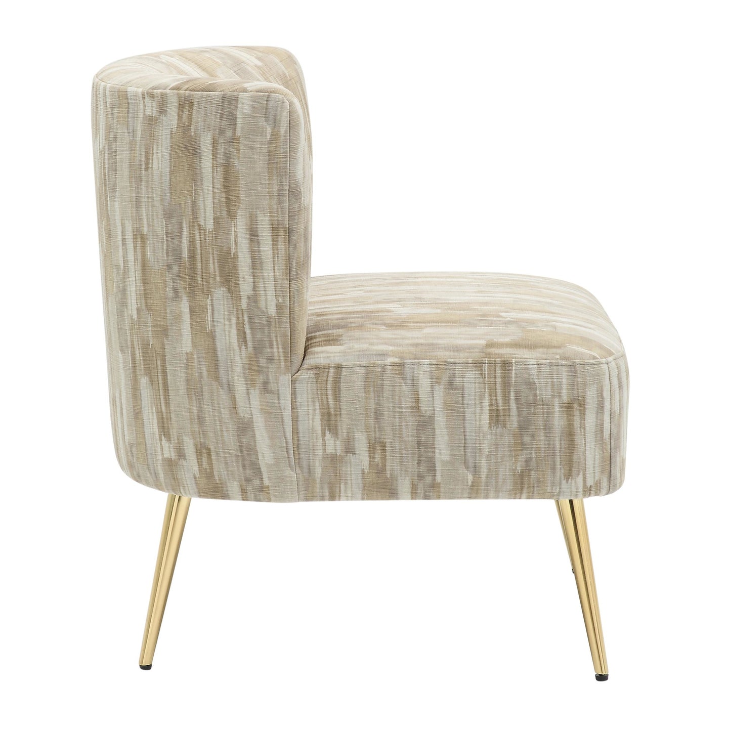 Majestic Office Furniture Contemporary Slipper Chair in Gold Steel and Tan Leopard Fabric