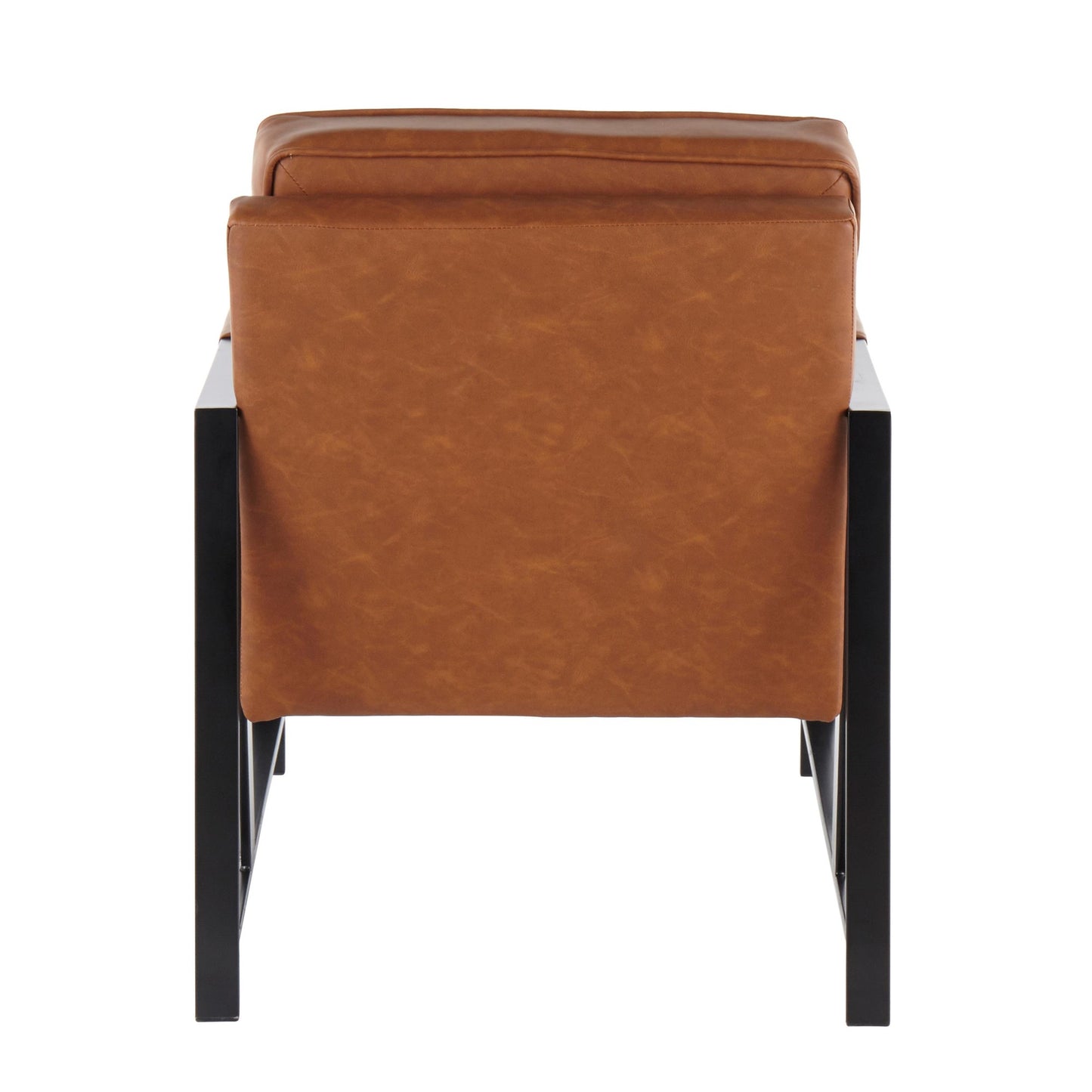 Franklin Contemporary Arm Chair in Black Metal and Camel Faux Leather