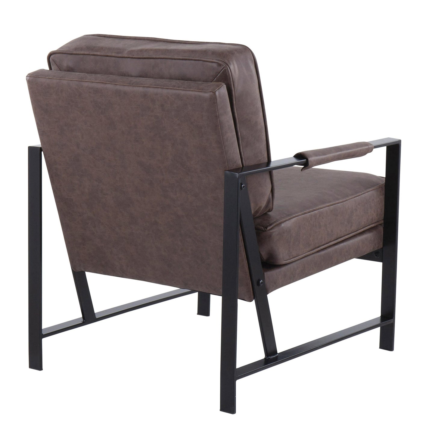 Franklin Contemporary Arm Chair in Black Metal and Camel Faux Leather