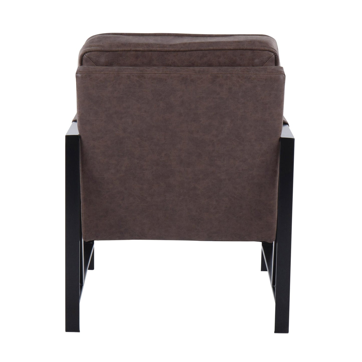 Franklin Contemporary Arm Chair in Black Metal and Camel Faux Leather