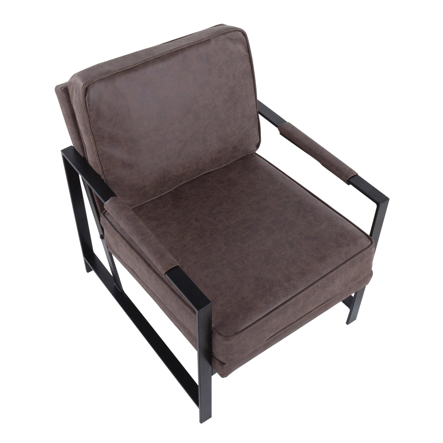 Franklin Contemporary Arm Chair in Black Metal and Camel Faux Leather