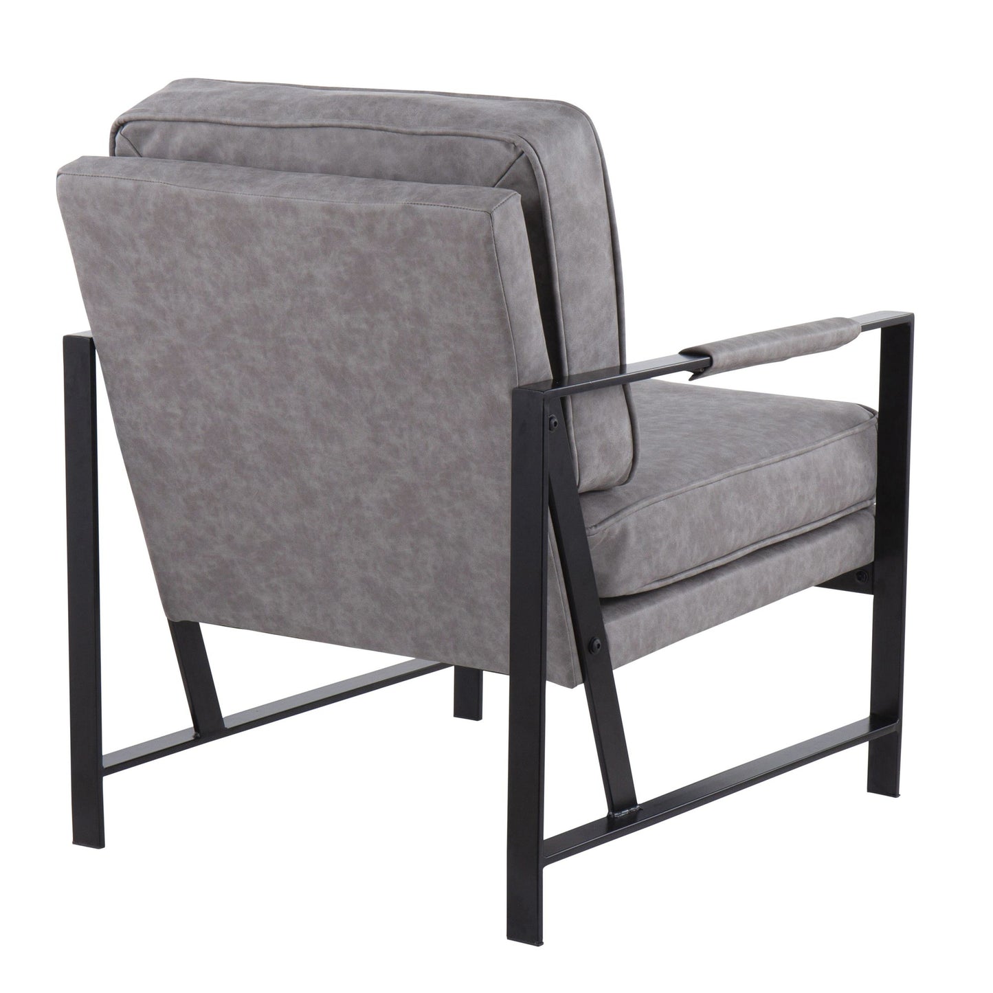 Franklin Contemporary Arm Chair in Black Metal and Camel Faux Leather