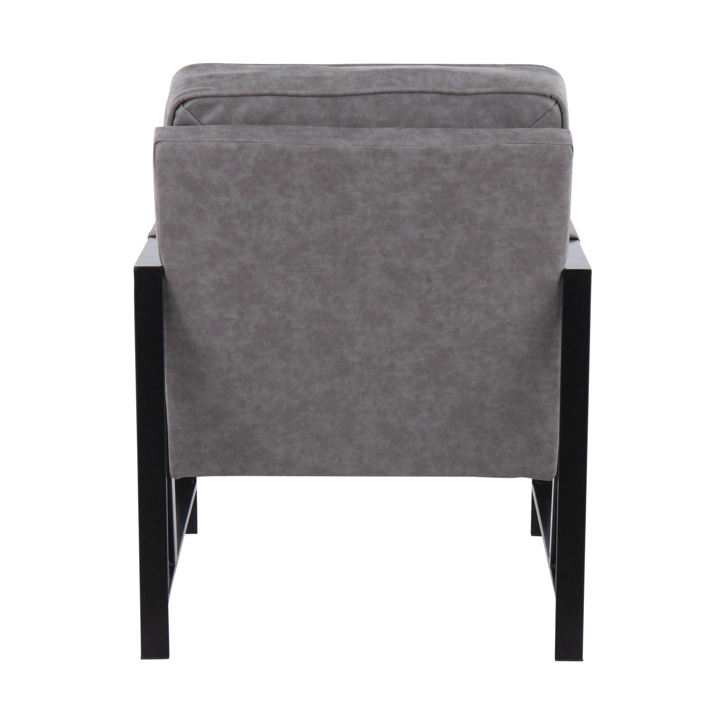 Franklin Contemporary Arm Chair in Black Metal and Camel Faux Leather