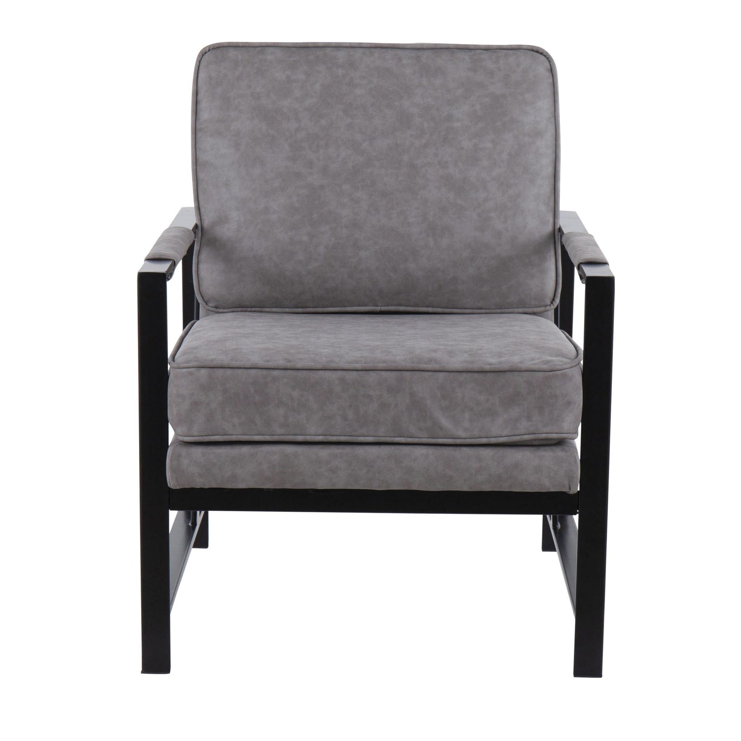 Franklin Contemporary Arm Chair in Black Metal and Camel Faux Leather