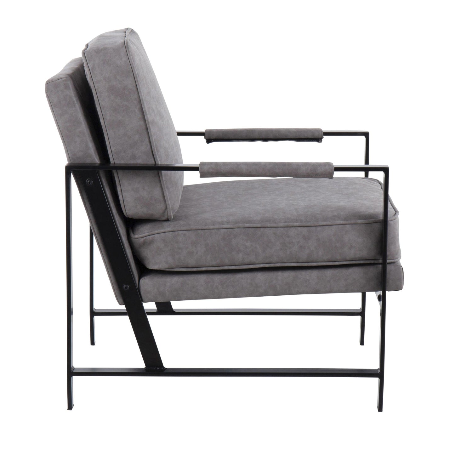 Franklin Contemporary Arm Chair in Black Metal and Camel Faux Leather