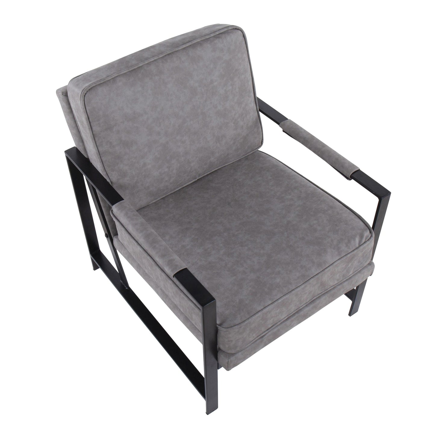 Franklin Contemporary Arm Chair in Black Metal and Camel Faux Leather