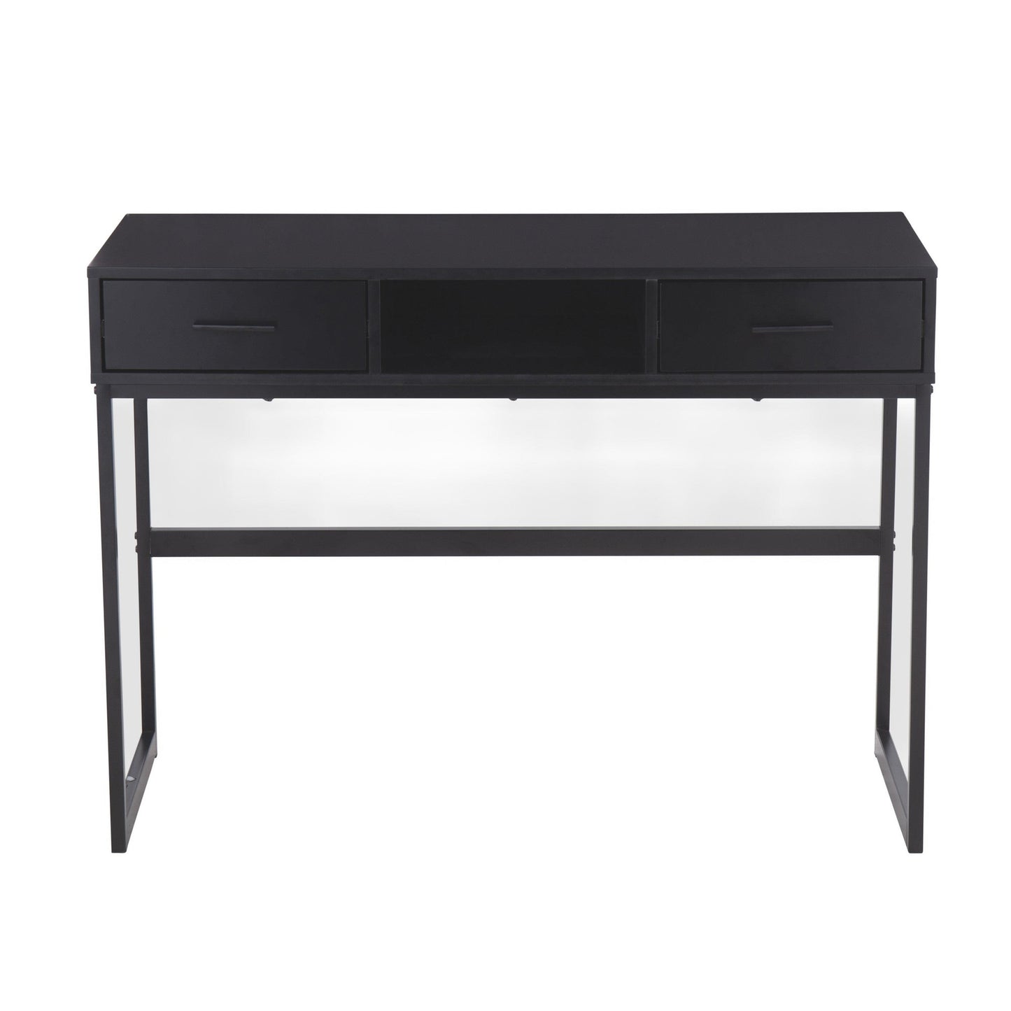 Majestic Office Furniture Contemporary Console Table in Black Metal and Black Wood