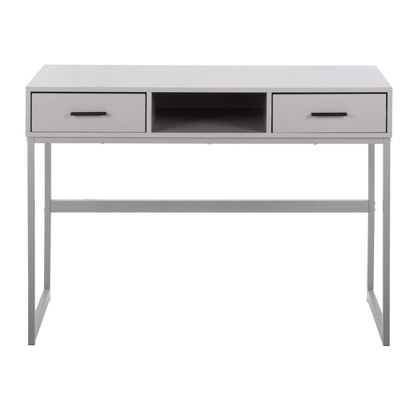Majestic Office Furniture Contemporary Console Table in Black Metal and Black Wood