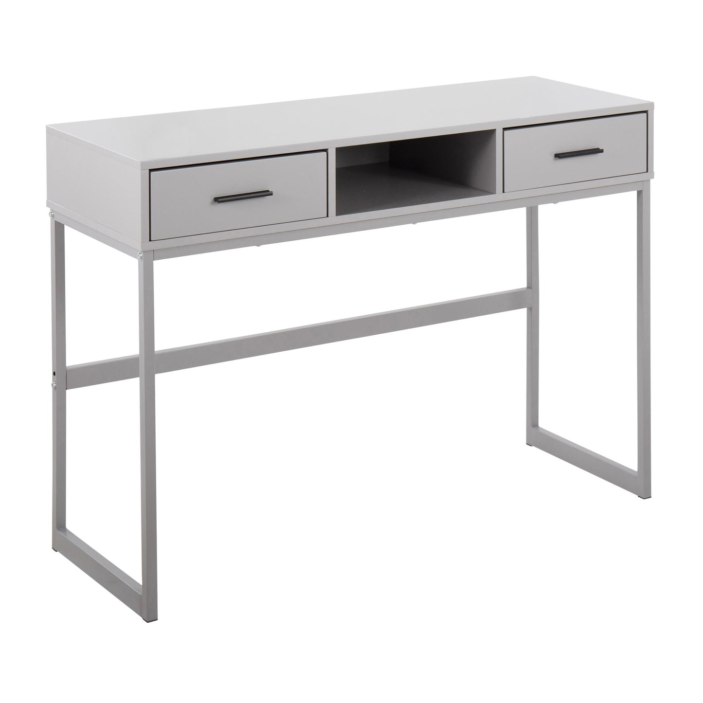 Majestic Office Furniture Contemporary Console Table in Black Metal and Black Wood