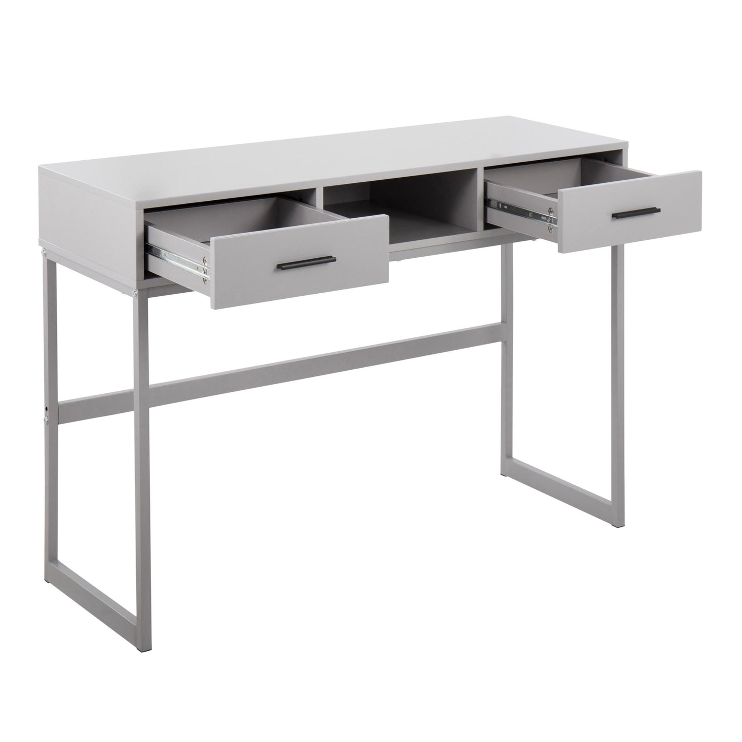 Majestic Office Furniture Contemporary Console Table in Black Metal and Black Wood