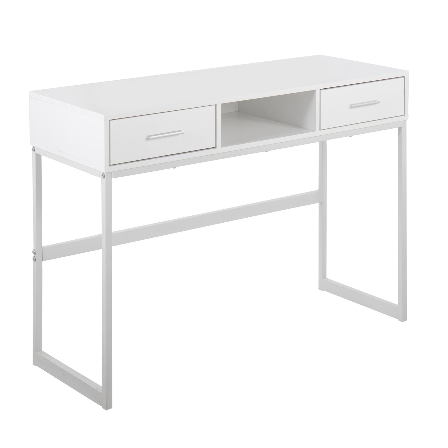 Majestic Office Furniture Contemporary Console Table in Black Metal and Black Wood