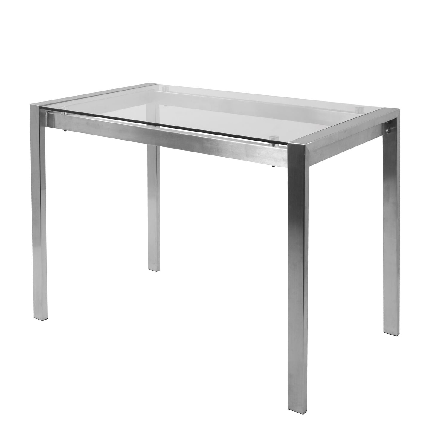 Majestic Office Furniture Contemporary Counter Table in Stainless Steel and Clear Glass