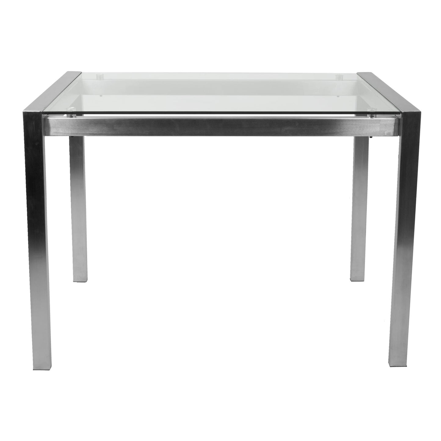 Majestic Office Furniture Contemporary Counter Table in Stainless Steel and Clear Glass
