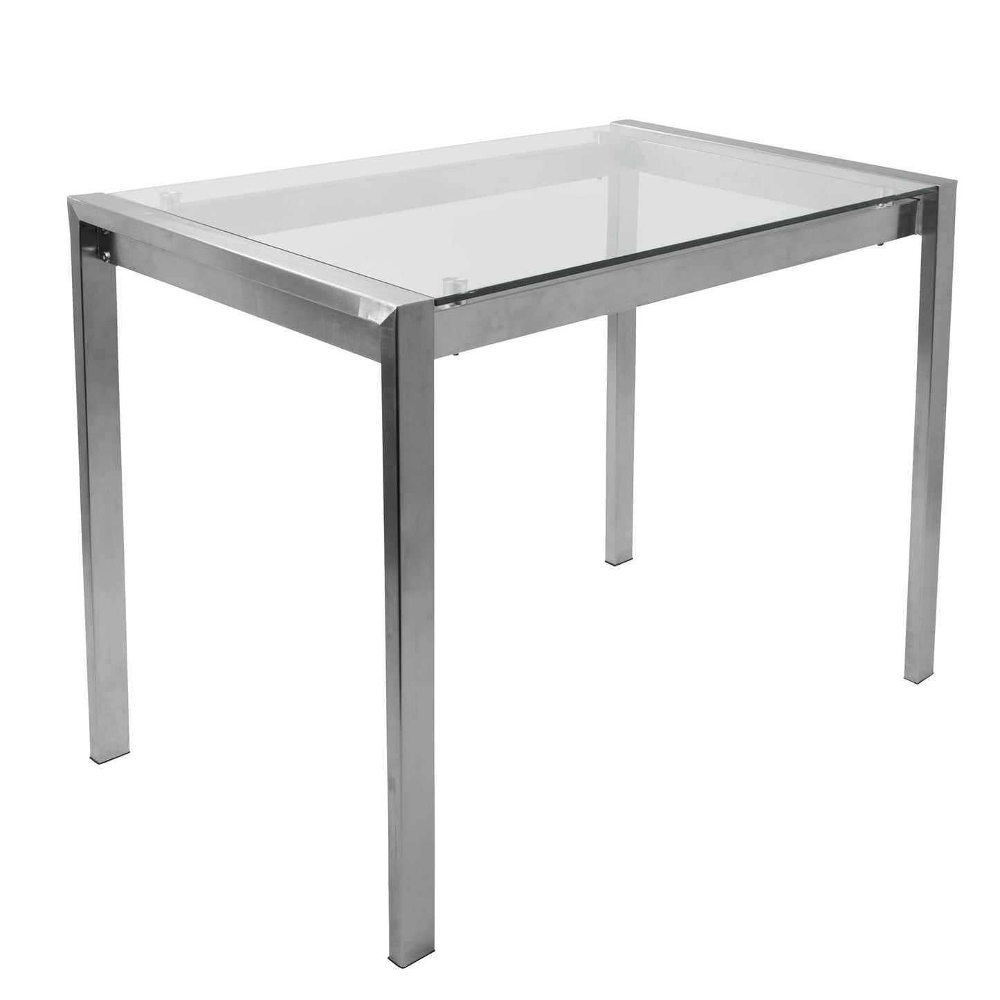 Majestic Office Furniture Contemporary Counter Table in Stainless Steel and Clear Glass