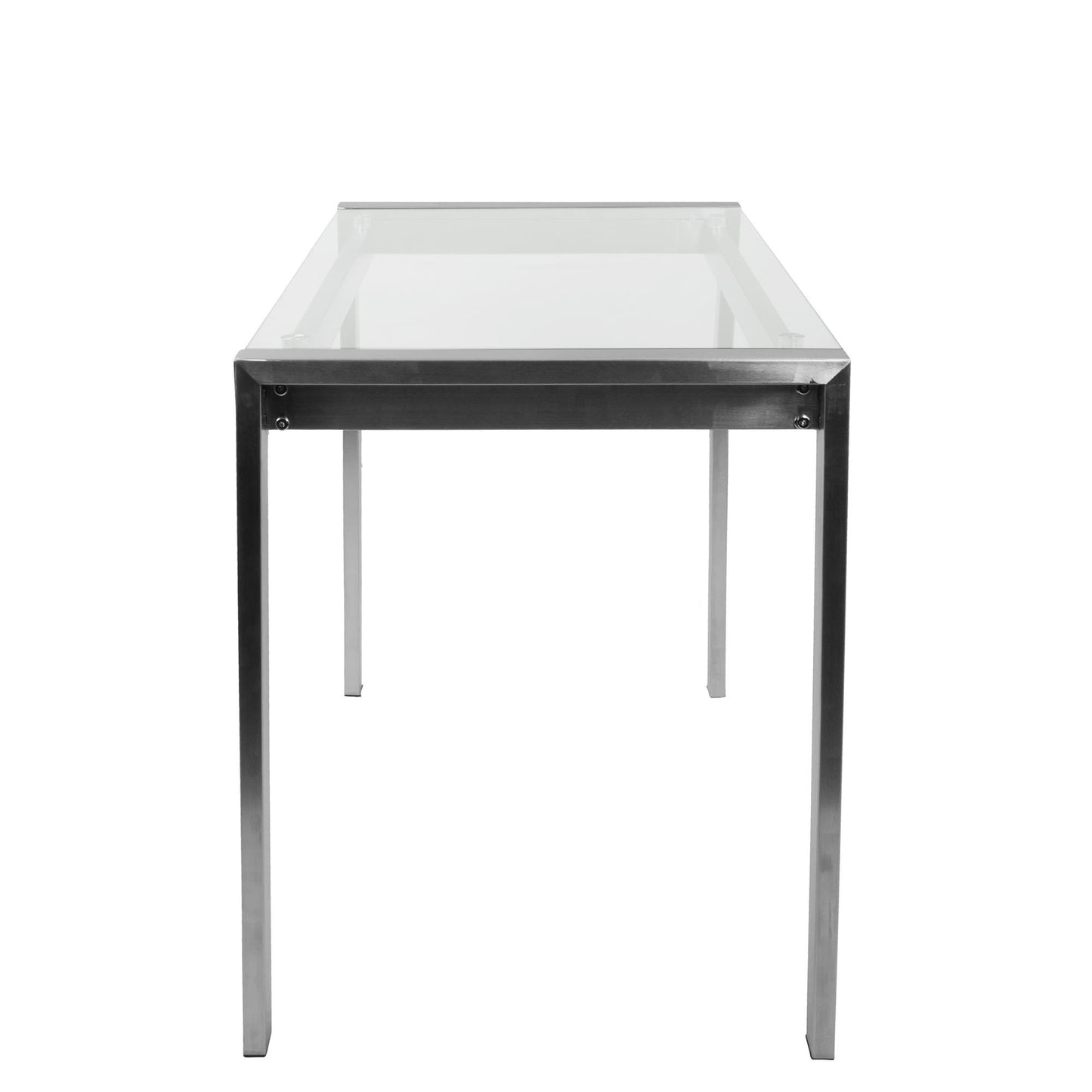 Majestic Office Furniture Contemporary Counter Table in Stainless Steel and Clear Glass