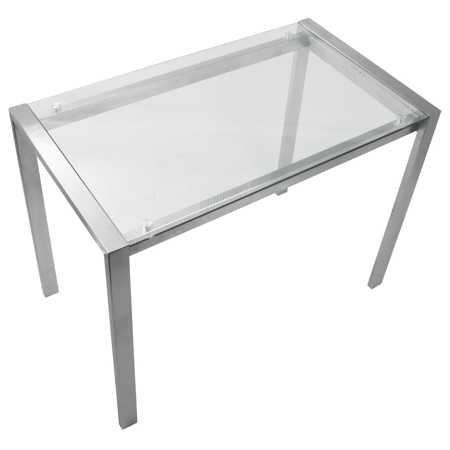 Majestic Office Furniture Contemporary Counter Table in Stainless Steel and Clear Glass