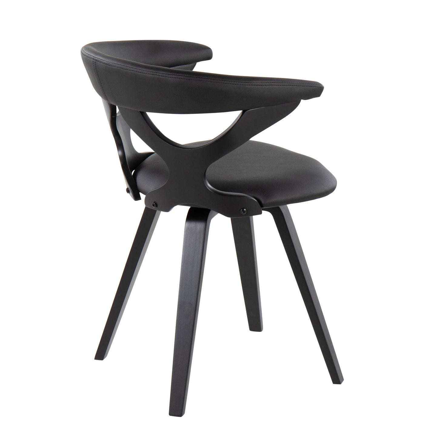 Majestic Office Furniture Contemporary Dining/Accent Chair with Swivel in Black Wood and Black Faux Leather