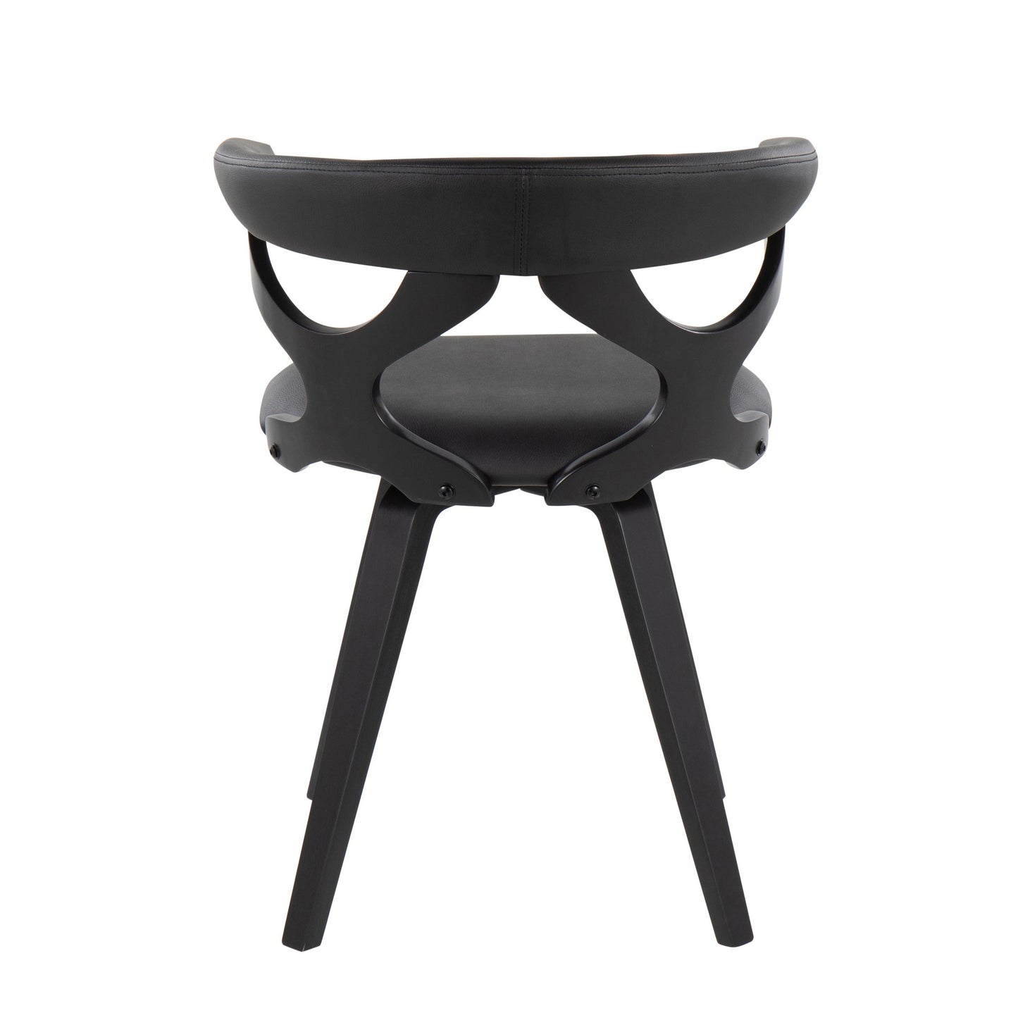 Majestic Office Furniture Contemporary Dining/Accent Chair with Swivel in Black Wood and Black Faux Leather