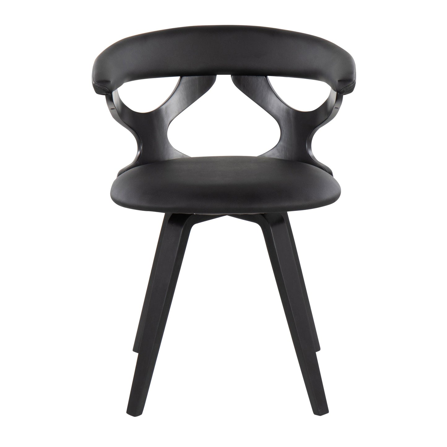 Majestic Office Furniture Contemporary Dining/Accent Chair with Swivel in Black Wood and Black Faux Leather