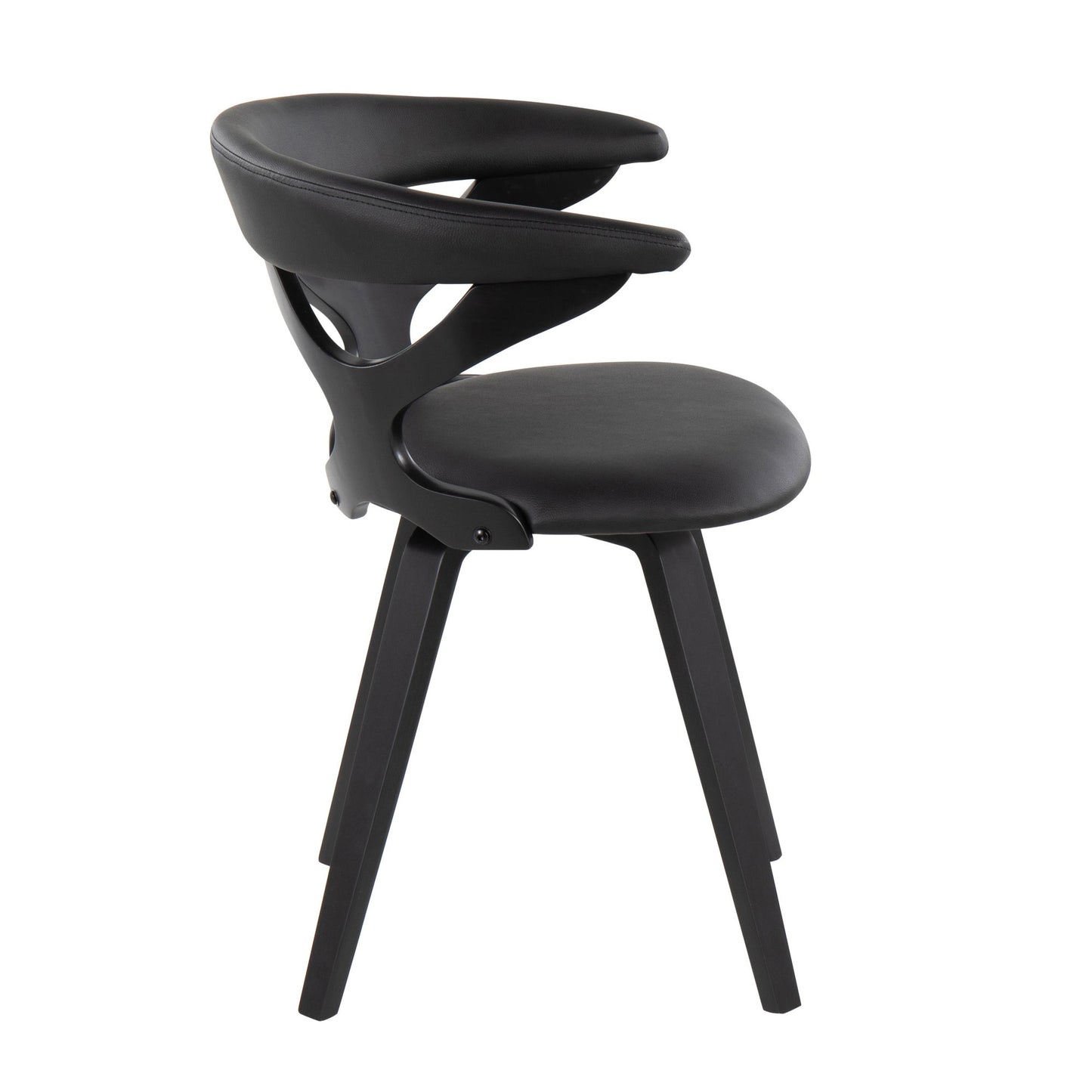 Majestic Office Furniture Contemporary Dining/Accent Chair with Swivel in Black Wood and Black Faux Leather