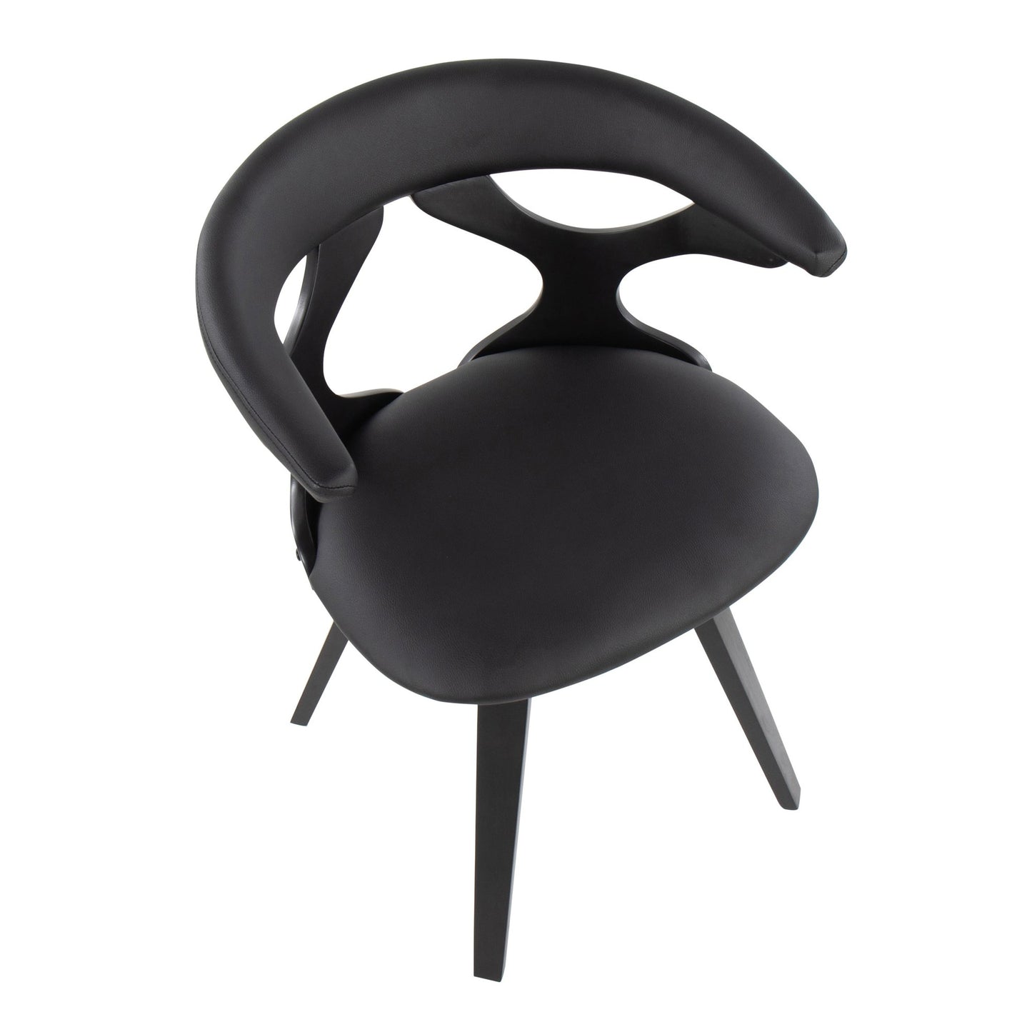 Majestic Office Furniture Contemporary Dining/Accent Chair with Swivel in Black Wood and Black Faux Leather