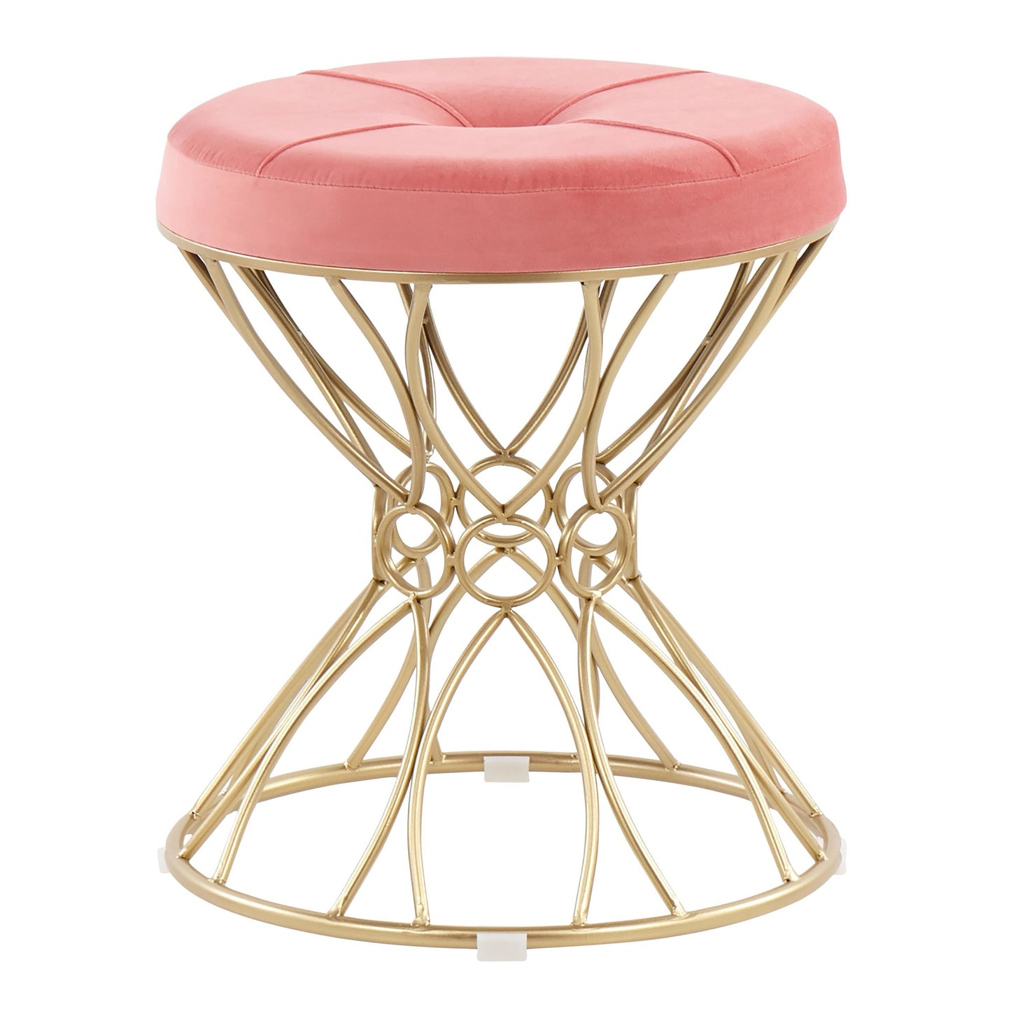 Majestic Office Furniture Contemporary Vanity Stool in Gold Metal and Black Velvet