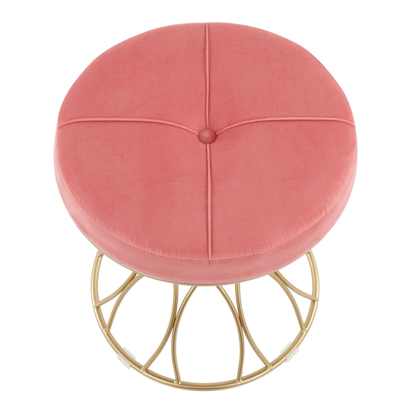 Majestic Office Furniture Contemporary Vanity Stool in Gold Metal and Black Velvet