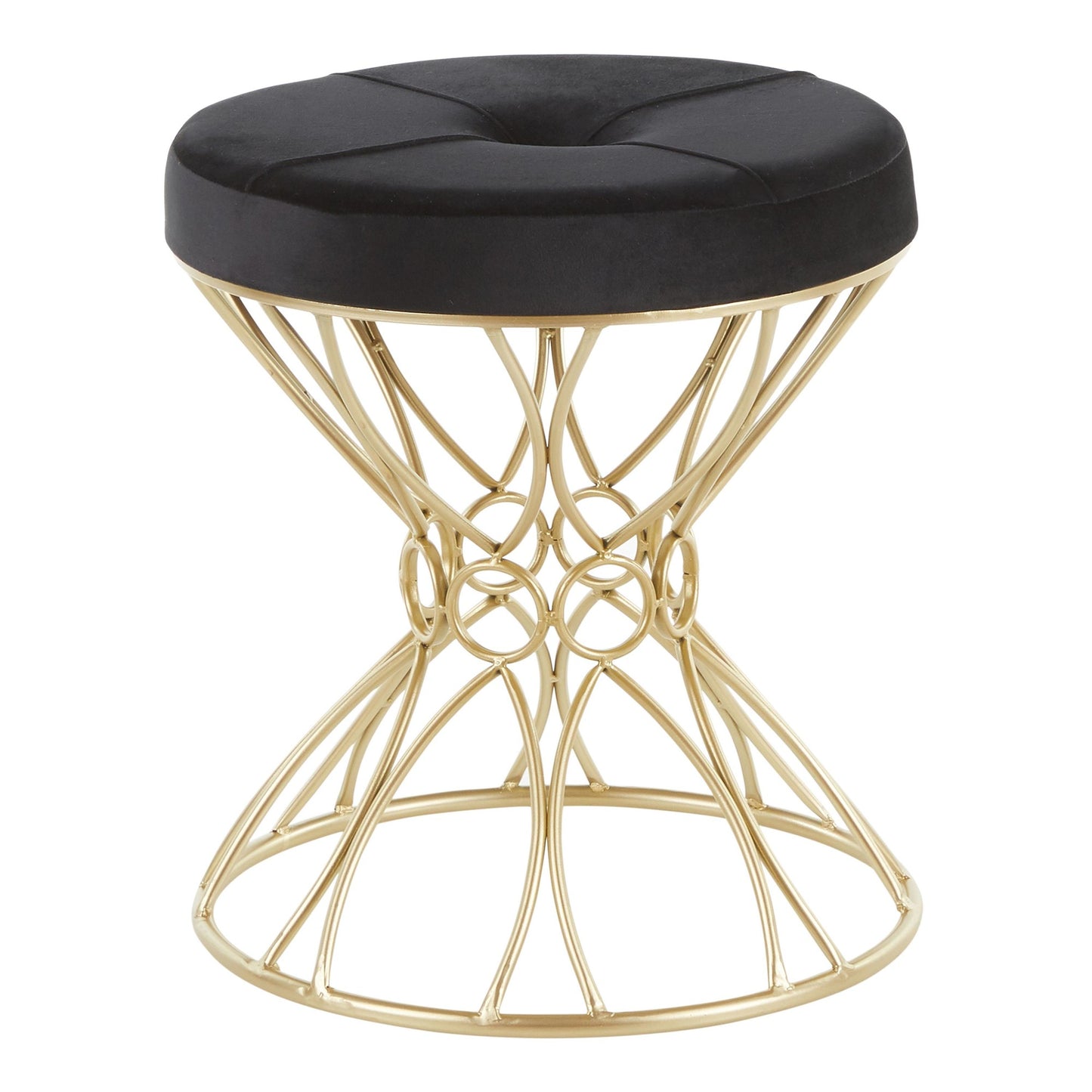 Majestic Office Furniture Contemporary Vanity Stool in Gold Metal and Black Velvet
