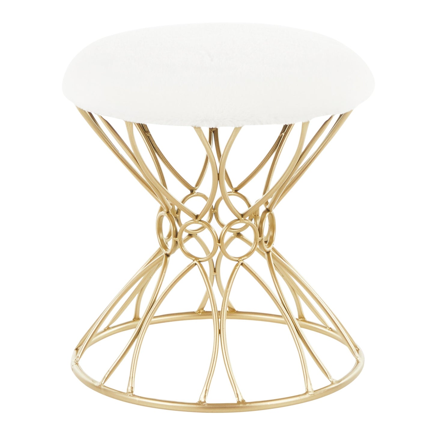 Majestic Office Furniture Contemporary Vanity Stool in Gold Metal and Black Velvet