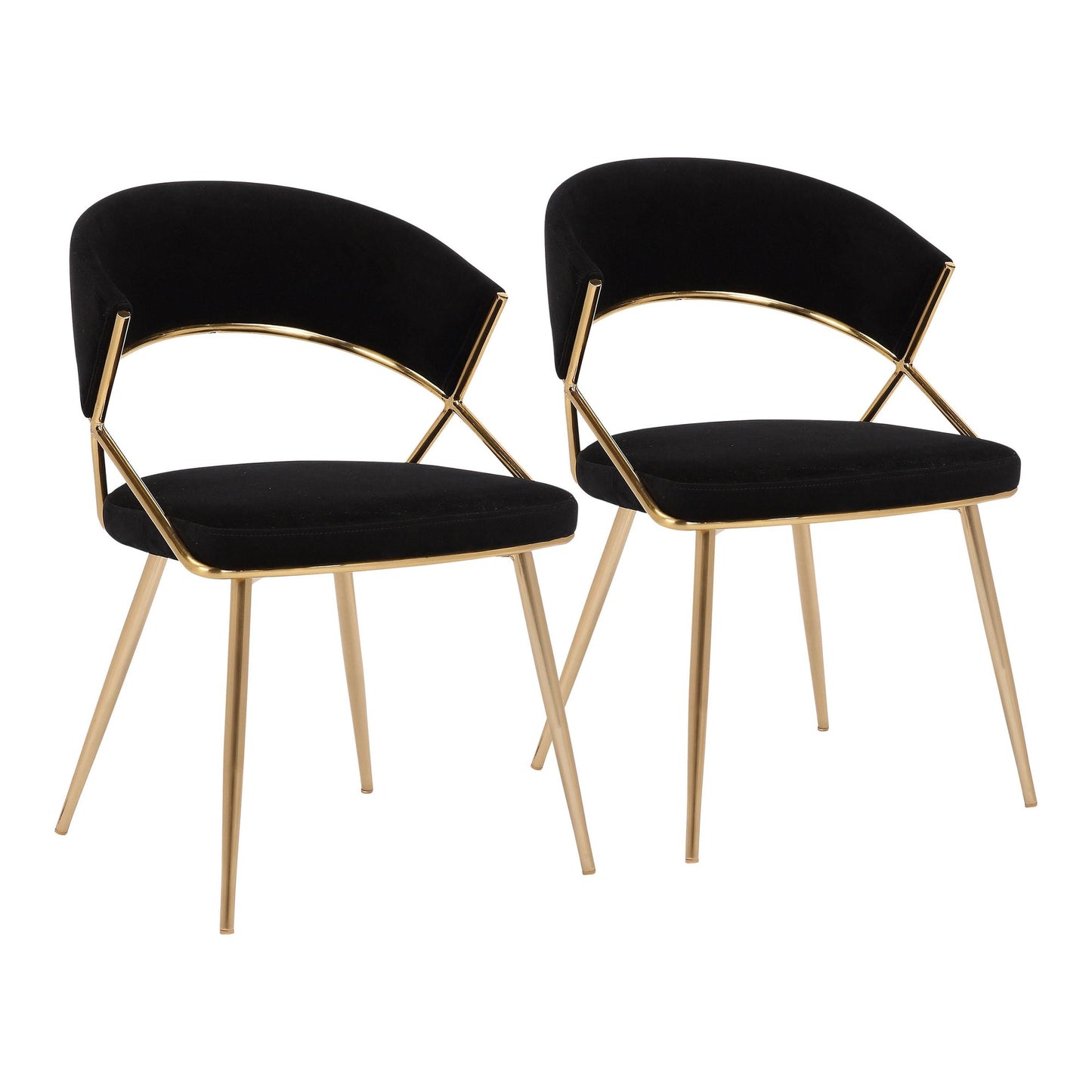 Majestic Office Furniture Glam Dining Chair in Gold Steel and Black Velvet - Set of 2