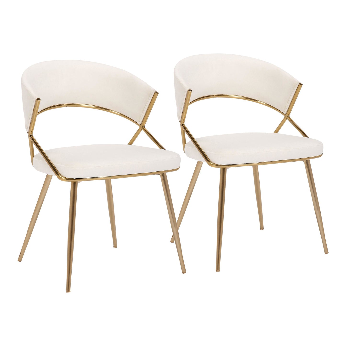 Majestic Office Furniture Glam Dining Chair in Gold Steel and Black Velvet - Set of 2