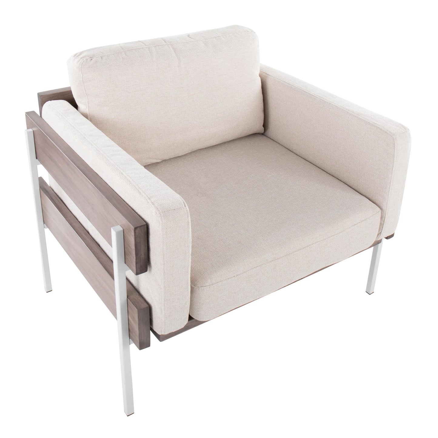 Majestic Office Furniture Farmhouse Accent Chair in Black Metal, Grey Wood, and Black Faux Leather