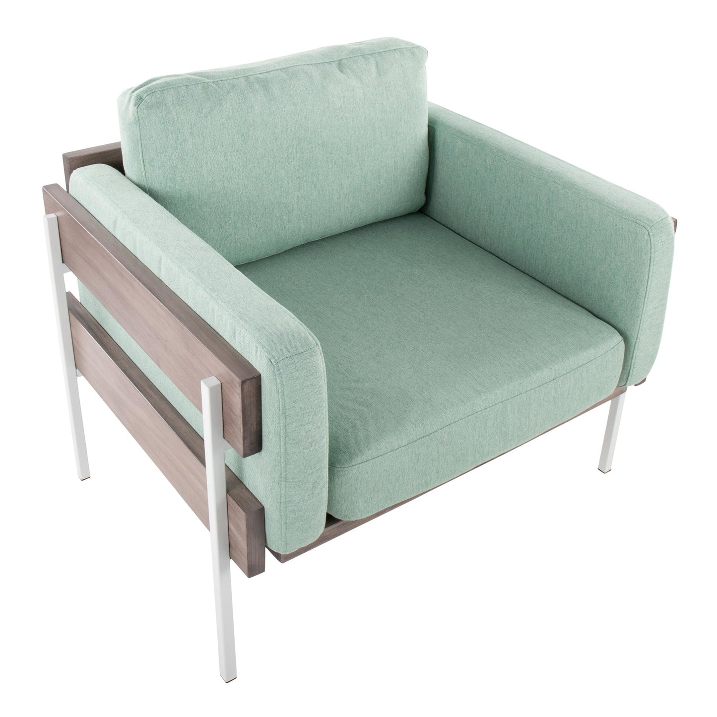 Majestic Office Furniture Farmhouse Accent Chair in Black Metal, Grey Wood, and Black Faux Leather