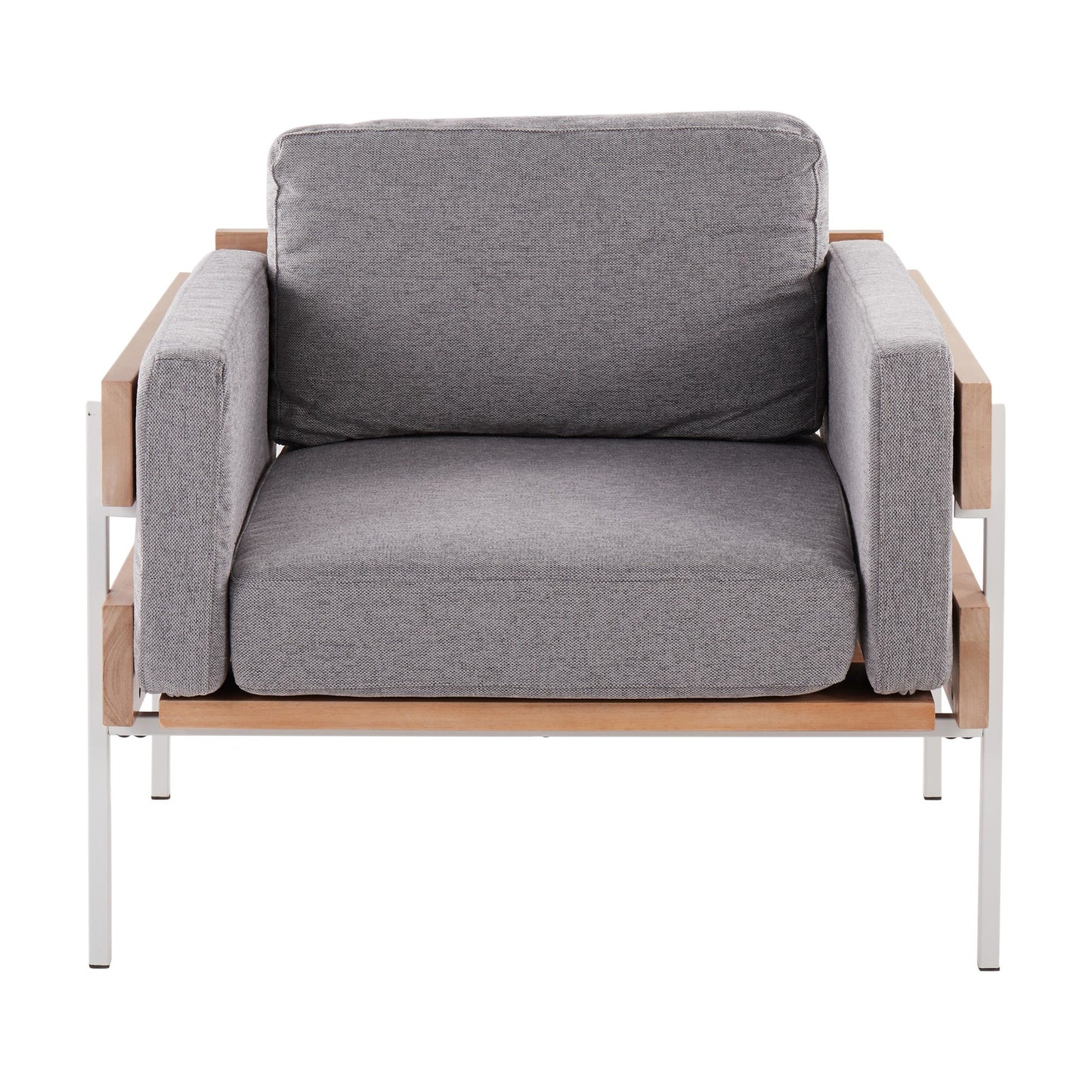 Majestic Office Furniture Farmhouse Accent Chair in Black Metal, Grey Wood, and Black Faux Leather