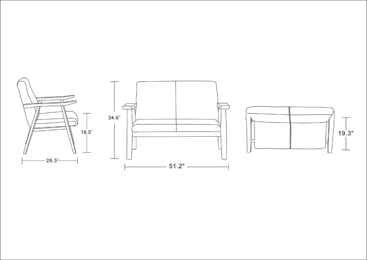 Manhattan Comfort Arch Duke Loveseat in Black