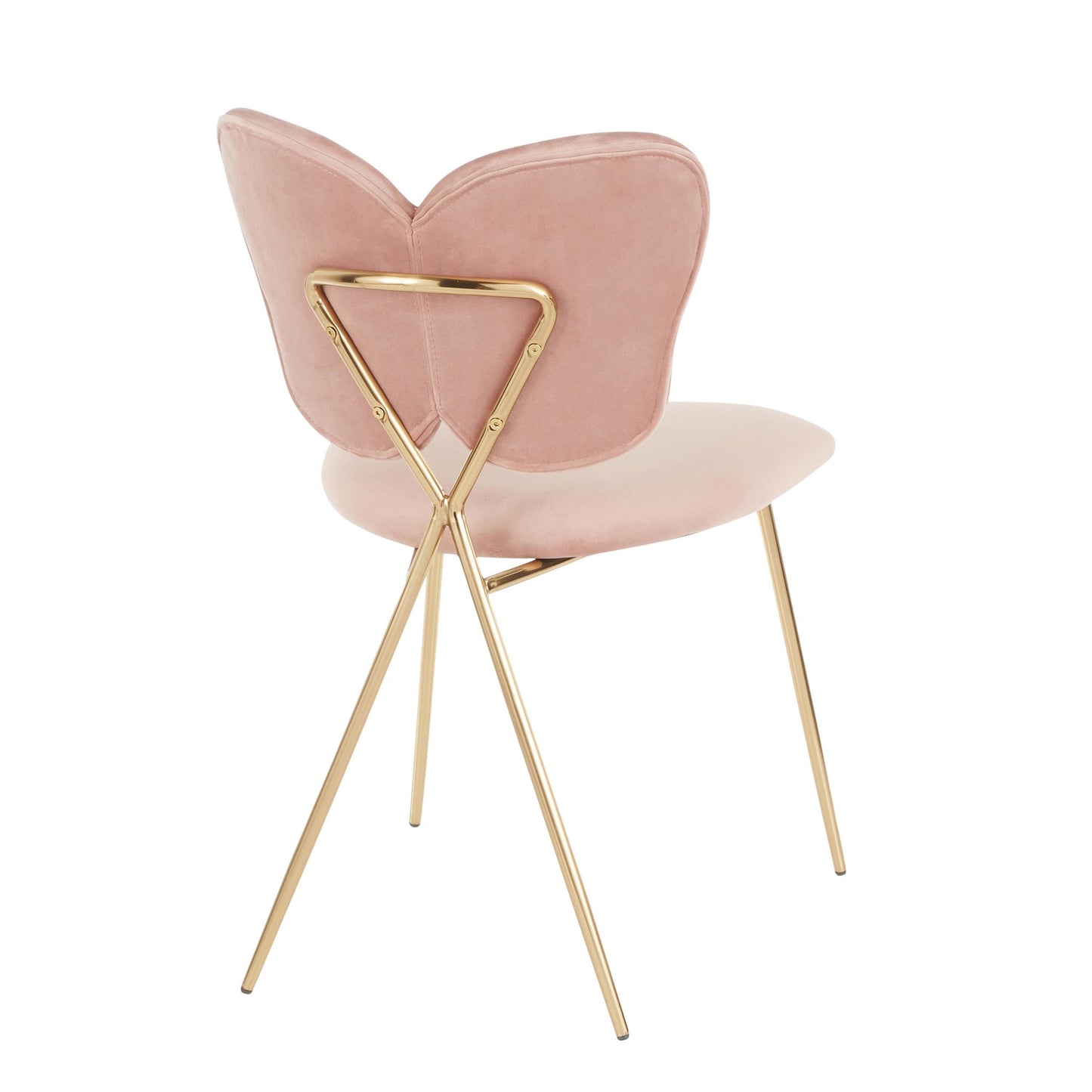 Majestic Office Furniture Contemporary/Glam Chair in Gold Metal and Blush Pink Velvet - Set of 2