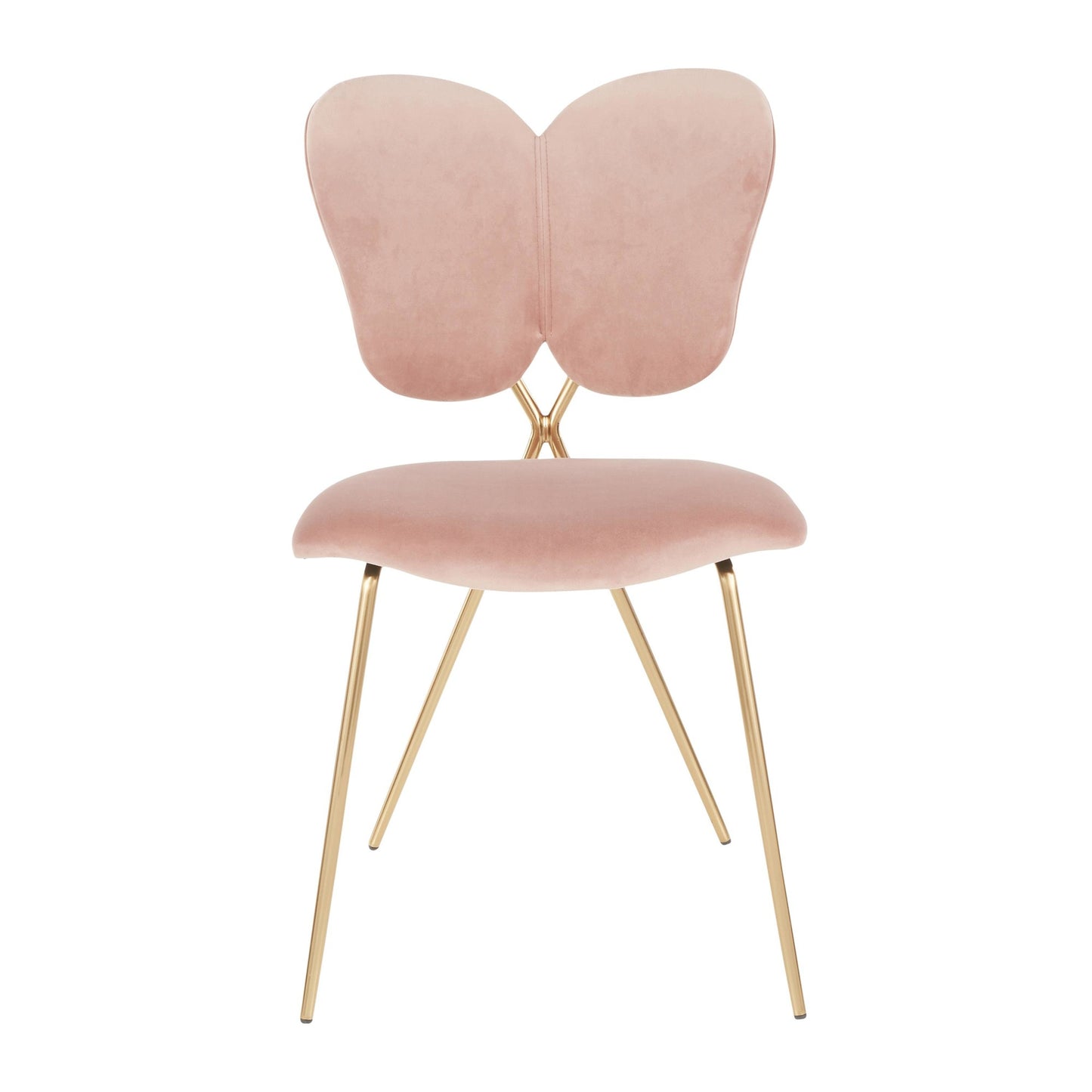 Majestic Office Furniture Contemporary/Glam Chair in Gold Metal and Blush Pink Velvet - Set of 2
