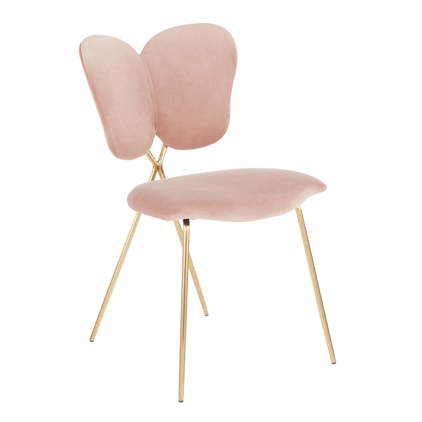 Majestic Office Furniture Contemporary/Glam Chair in Gold Metal and Blush Pink Velvet - Set of 2