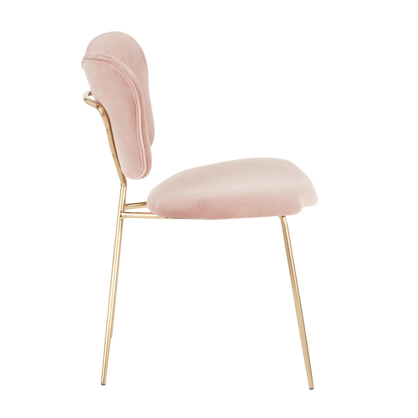 Majestic Office Furniture Contemporary/Glam Chair in Gold Metal and Blush Pink Velvet - Set of 2