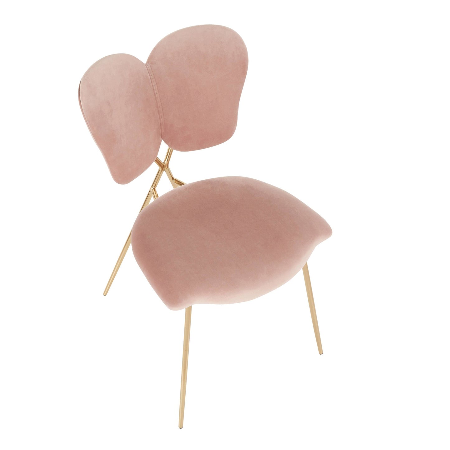 Majestic Office Furniture Contemporary/Glam Chair in Gold Metal and Blush Pink Velvet - Set of 2