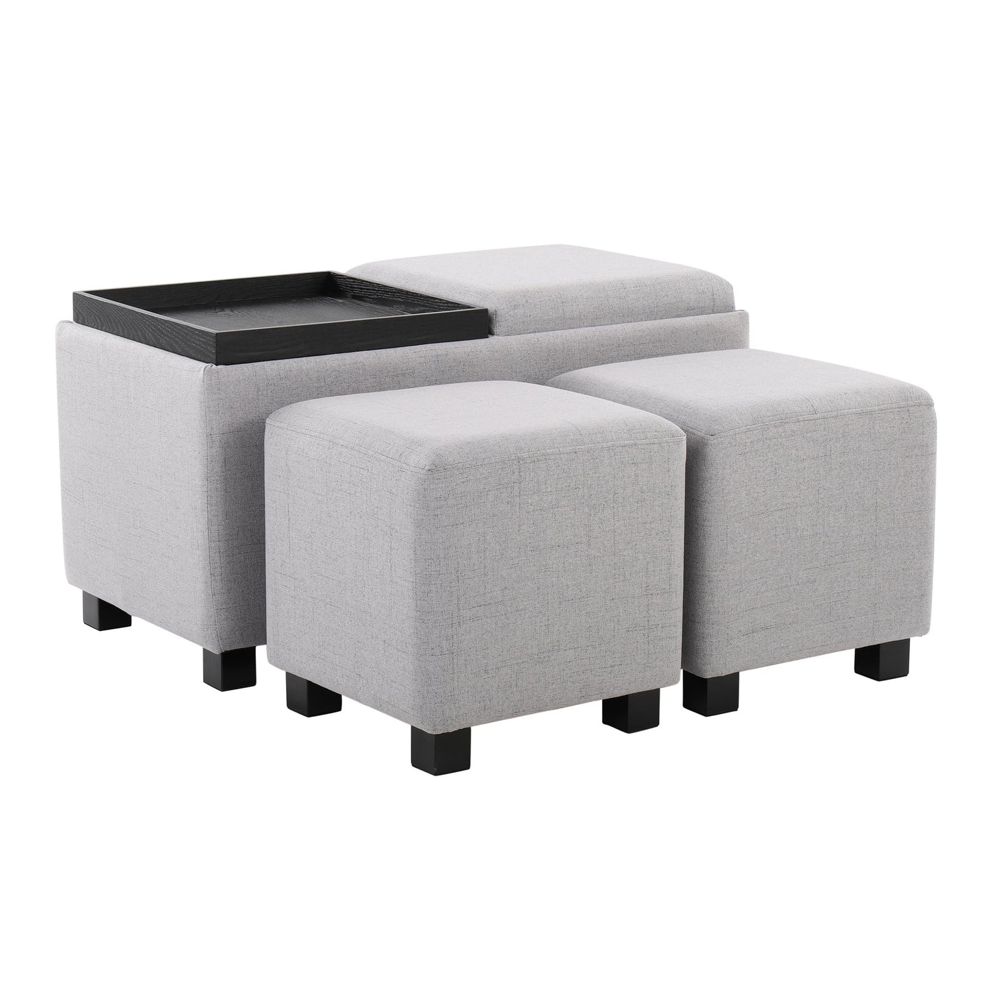 Marlo DLX Nesting 3-Piece Tray Ottoman Set